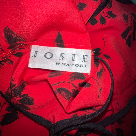 Josie Natori Mantilla Brocade Red Combo Chemise V-neck - Picture 6 of 7